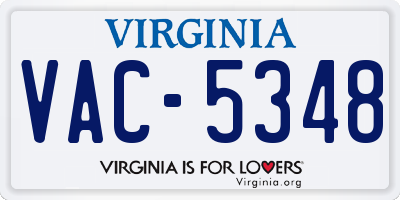 VA license plate VAC5348