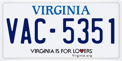 VA license plate VAC5351