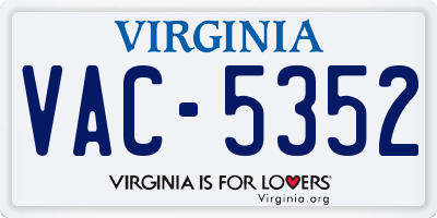 VA license plate VAC5352