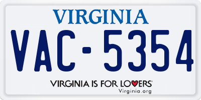 VA license plate VAC5354