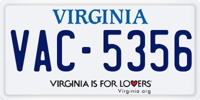 VA license plate VAC5356