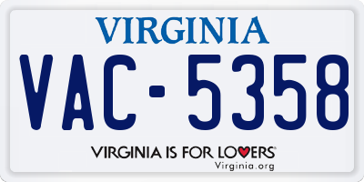 VA license plate VAC5358