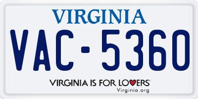 VA license plate VAC5360