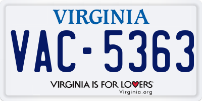 VA license plate VAC5363