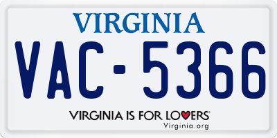 VA license plate VAC5366