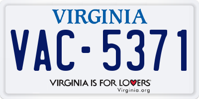 VA license plate VAC5371