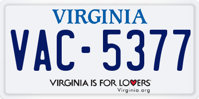 VA license plate VAC5377