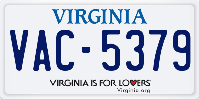 VA license plate VAC5379