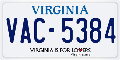 VA license plate VAC5384
