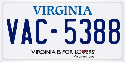 VA license plate VAC5388
