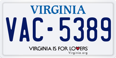 VA license plate VAC5389