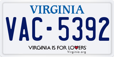 VA license plate VAC5392