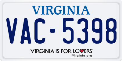 VA license plate VAC5398