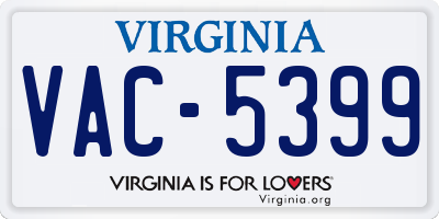 VA license plate VAC5399