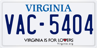 VA license plate VAC5404