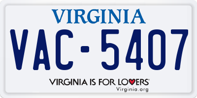 VA license plate VAC5407