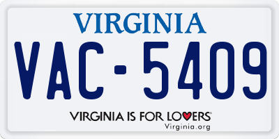 VA license plate VAC5409