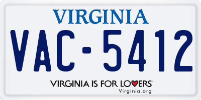 VA license plate VAC5412
