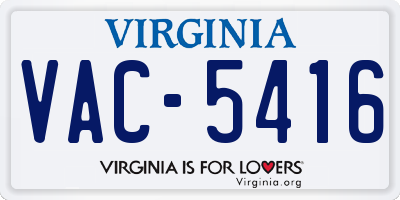 VA license plate VAC5416