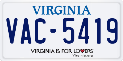 VA license plate VAC5419