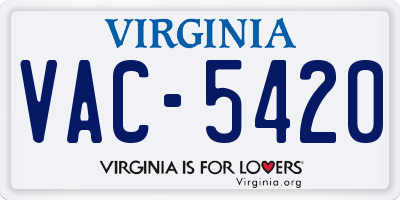 VA license plate VAC5420