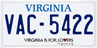 VA license plate VAC5422