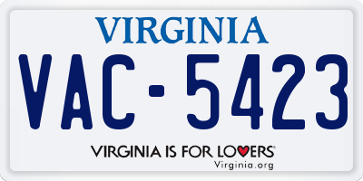 VA license plate VAC5423