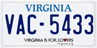 VA license plate VAC5433