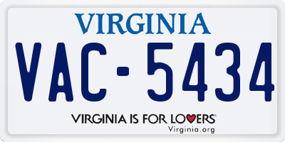VA license plate VAC5434