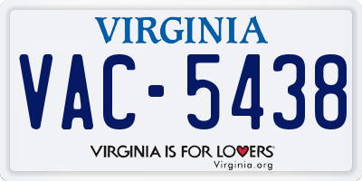 VA license plate VAC5438