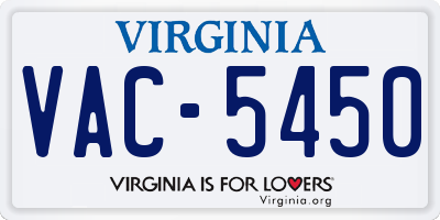 VA license plate VAC5450