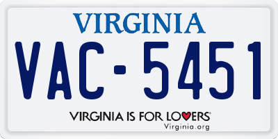 VA license plate VAC5451