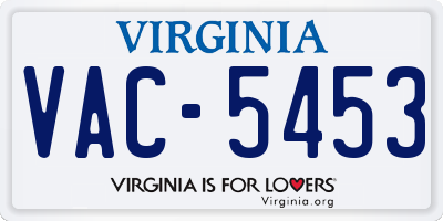 VA license plate VAC5453