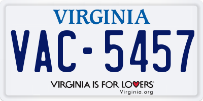 VA license plate VAC5457