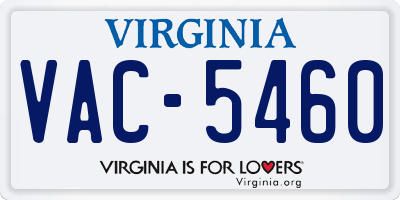 VA license plate VAC5460