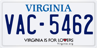 VA license plate VAC5462