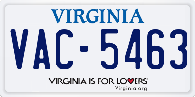 VA license plate VAC5463