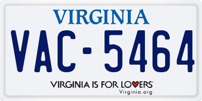 VA license plate VAC5464