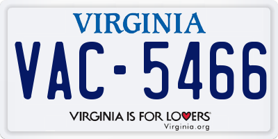 VA license plate VAC5466