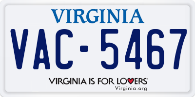 VA license plate VAC5467