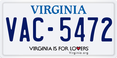 VA license plate VAC5472