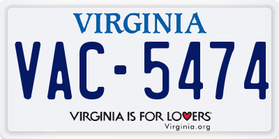 VA license plate VAC5474