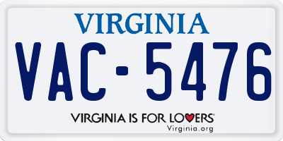 VA license plate VAC5476