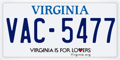 VA license plate VAC5477