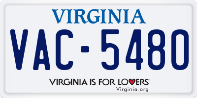 VA license plate VAC5480