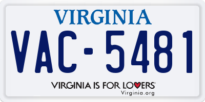 VA license plate VAC5481
