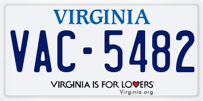 VA license plate VAC5482