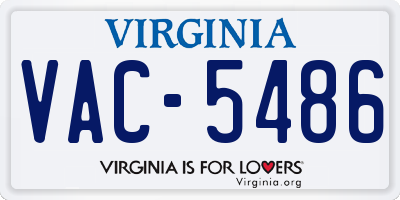 VA license plate VAC5486