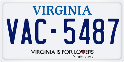 VA license plate VAC5487