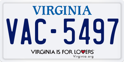 VA license plate VAC5497